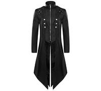 Veste steampunk pour homme, manteau de cour médiévale victorienne, long, gothique, tuxedo, noir, costume de renaissance, avec fermeture éclair, tendance, pour Halloween, pirate, vampire, cosplay