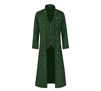 Veste Steampunk pour homme - Manteau gothique classique - Longue - Rouge - Manteau médiéval avec boutons - Rétro victorien - Jupe de marche élégante - Vêtements de théâtre de vampire - Cosplay