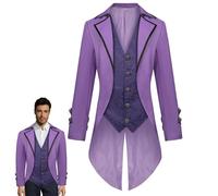 Veste steampunk pour homme - Manteau médiéval steampunk vintage avec queue-de-morue - Manteau de pirate, de la Renaissance - Veste steampunk gothique victorien pour homme, Violet, S