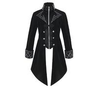 Veste steampunk pour homme - Noir - Vintage médiévale Renaissance - Avec fermeture éclair - Style victorien - Fente classique - Pirates - Vampire - Cosplay - Costume d'Halloween - Vestes de smoking