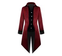 Veste steampunk pour homme - Rouge classique - Gothique Tuxedo - Broderie rétro Renaissance - Veste victorienne - Avec boutons - Tendance - Costume d'Halloween médiéval - Costume de pirate de vampire