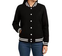 Veste streetwear pour femme - Veste universitaire noire pour femme, Noir - Polaire, M