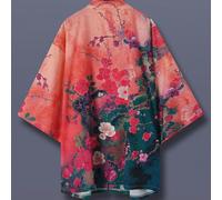 Veste style Haori japonais, imprimé simple de fleurs de cerisier vintage, coupe ample kimono cardigan printemps/été, unisexe couple, vêtement extérieur léger et casual pour la climatisation, la plage,