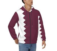 Veste Sweat À Capuche Zippée Imprimé Qatar Drapeau Homme Coupe Vent Légère Et Respirante Coupe Décontractée Poche Avant Style Urbain Et Streetwear Essentiel Au Quotidien