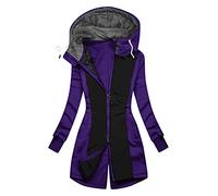 Veste Sweat Femme avec Capuche Long Chaud Sweat À Capuche Longue Gilet Cardigan Femme Grande Taille Manches Longues Veste À Capuche Color Block Slim Fit Tunique Casual Sweat Jacket Hoodie Outwear