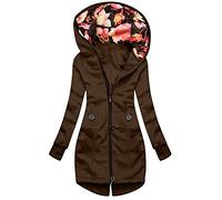 Veste Sweat Femme avec Capuche Long Chaud Sweat À Capuche Longue Gilet Cardigan Femme Grande Taille Manches Longues Veste À Capuche Color Block Slim Fit Tunique Casual Sweat Jacket Hoodie Outwear