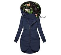 Veste Sweat Femme avec Capuche Long Chaud Sweat À Capuche Longue Gilet Cardigan Femme Grande Taille Manches Longues Veste À Capuche Color Block Slim Fit Tunique Casual Sweat Jacket Hoodie Outwear