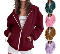 Veste Sweat Femme Avec Capuche Sport, Sweat Zippé Femme Grande Taille Sweatshirt Automne Hoodie Oversize Manteau Polyvalent Manteaux Avec Poche Veste Cordon De Serrage Vêtements Ample Survêtement
