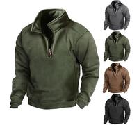 Veste Sweat Homme Zippée - Sweats Shirt Homme Sans Capuche Sweatshirt Polaire Sweatshirts Pilou Loungewear Chaud Haut Manche Longue Hauts Col Montant Top Automne Et Hiver Tops Couleur Unie Vestes