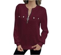 Veste Sweat Sans Capuche Femme Zippé Pullover Manches Longues Hoodie Pull Leger Sweatshirt Chaud Chic Élégant Streetwear Y2k Sweatshirts Sweats Vetement Femmes Automne Sport Grande Taille Sweet Plaid