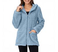 Veste Sweat Zippé Capuche Femme Veste Polaire Chaude Sweats Manteau à Capuche Zippé Laine épais Blousons Hooded Coat Manche Longue Cardigan Casual Couleur Unie Mode Hiver Outerwear