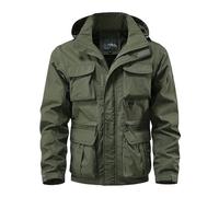 Veste Tactique Homme Multi-Poches, Blouson Militaire Homme Manches Longues Blouson A Capuche Doudoune Chaud Gilet Fermeture Éclair Manteau Décontracté Manteaux Outdoor Jacket Epais Coupe-Vent D'hiver