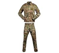 Veste tactique uniforme airsoft veste tactique homme BDU veste de combat chemise & pantalon costume camouflage pour jeu de guerre armée, paintball, airsoft, chasse, tir, marron, XXL