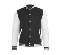 Veste Teddy - Urban Classics - Oldchool College - Laine - Manches Simili Cuir - Ajustée S