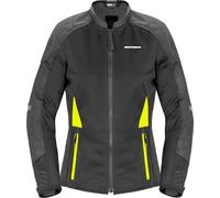 Veste textile de moto Spidi Super Net pour femmes, noir/jaune fluo, XS