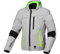 Veste textile imperméable moto Macna Riggor, gris/noir/jaune, S