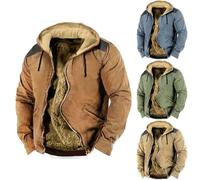 Veste thermique chaude doublée en polaire pour homme - Veste rembourrée avec fermeture éclair intégrale - Manteau d'hiver épais décontracté avec poches - Manteau à capuche classique, bleu, XL