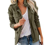 Veste Travail Femme Court, Blouson Hiver Femme Avec Fermeture Éclair Bouton Pression Legere Veste Mi Saison Casual Manches Longues Jacket Poches Confortable Cardigan Décontractés Sport Haut