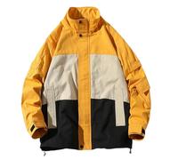 Veste trench ample pour homme, col montant, patchwork hip-hop, alpinisme d'extérieur, jaune, S