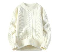 Veste Trench en pâte multicolore en Europe et en Amérique 2024 Nouveau manteau en pull en vrac rétro tricoté Chandails feutrés, Blanc, XXL