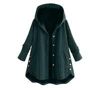 Veste Tweed Femme - Pardessus Femme Grande Taille doublé Polaire Couleur Unie Boutons latéraux à Capuche Manteau d'hiver Veste vêtements d'extérieur avec Bouton Manteau Cintre Grande Taille