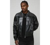 Veste universitaire oversize à écusson brodé homme - noir - L, noir