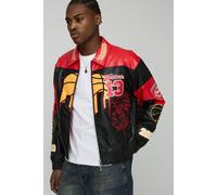 Veste universitaire oversize à écusson brodé homme - rouge - XL, rouge