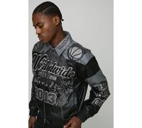 Veste universitaire oversize à écusson homme - noir - L, noir