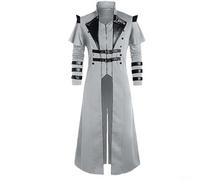 Veste victorienne Steampunk pour homme avec queue-de-morue style assassin et elfe pirate, pour costume gothique, cosplay, fête, en polyester (taille XL, gris)