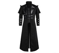Veste victorienne Steampunk pour homme avec queue-de-morue style assassin et elfe pirate, pour costume gothique, cosplay, fête, en polyester (taille 4XL, noir)