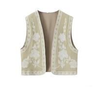 Veste vintage florale pour femme - Gilet court décontracté avec design de style national (M 12)
