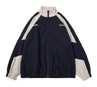 Veste Vintage Harajuku pour Femmes Coupe-Vent Style Hip Hop Coupe-Vent Unisexe Veste légère surdimensionnée décontracté Bomber Veste (Bleu,M)