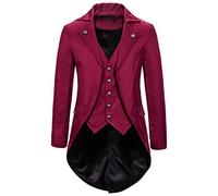 Veste Vintage Homme Col V Deguisement Halloween Grande Taille Manteau MéDiéVal Manches Longues Renaissance Steampunk Base Blazer Smoking Gothique Victorienne Cour Carnaval Retro Cosplay