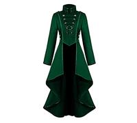 Veste vintage steampunk, costume d'Halloween pour femme, costume médiéval gothique, Renaissance pour femme, tenue de queue irrégulière, costume pour adulte, style rétro, victorien, pirate, Vert, S