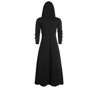 Veste vintage steampunk pour homme - Veste décontractée avec capuche - Veste de chevalier médiévale classique - Veste fine à double boutonnage - Style gothique élégant - Style sombre - Costume