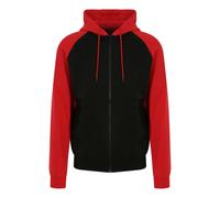 Veste Zippée À Capuche Baseball Homme - Jh063 - Noir Et Rouge