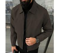 Veste zippée complète à col retourné pour hommes, tissée lisse, nette, polyvalente, minimaliste, vêtement de ville, style fin printemps/automne, Top pour le port quotidien L,M,S,XL,XXLUnicoloreTissu t