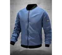Veste zippée décontractée pour hommes, en tissu polyester épais et léger, coupe régulière convenant pour l'entraînement physique et le port décontracté, veste de sport d'extérieur pour le printemps L,