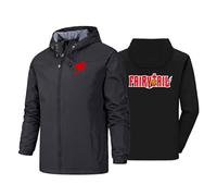 Veste zippée homme Pour FAIRY TAIL Veste coupe-vent imperméable à capuche surdimensionnée pour extérieur, course, cyclisme, pêche, camping,black-m