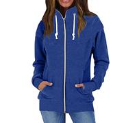 Veste zippée pour femme - Coupe surdimensionnée - Léger - Manches longues - Col montant - Style décontracté - Cordon de serrage - Cardigan - Manteau d'extérieur avec poches, noir foncé, XL