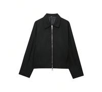 Veste zippée pour femmes, veste décontractée à manches longues et coupe ample, nouvelle veste à la mode 2024 pour femmes, veste bomber courte noire L,M,S,XSTissu tissé