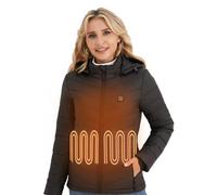 Vestego Vestes chauffantes pour femme, veste chauffant avec batterie 12V 20000mAh, 6 zones de chauffage, noir, Medium
