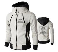 Vestes à capuche avec logo personnalisé pour hommes fermeture éclair complète sweat-shirt à capuche pour hommes nom personnalisé texte photo image vêtements de travail,Beige-M