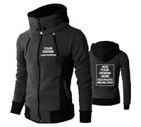 Vestes à capuche avec logo personnalisé pour hommes fermeture éclair complète sweat-shirt à capuche pour hommes nom personnalisé texte photo image vêtements de travail,Black-L