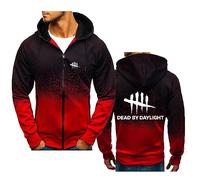 Vestes à Capuche zippées pour Hommes pour Dead Daylight Sports Running Sweatshirt Mode Fitness Pull Manteau Léger Cardigan à Manches Longues,Red-XL