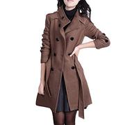 Vestes Coupe-Vent Mi-Longue Femme Trench Coats Double Boutonnage Blazer Manteau Jacket Long Col Rabattu Classique Coupe Vent Veste Outerwear Léger Casual