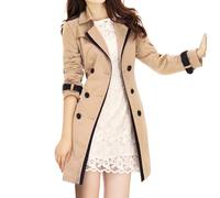 Vestes Coupe-Vent Mi-Longue Femme Trench Coats Double Boutonnage Blazer Manteau Jacket Long Col Rabattu Classique Coupe Vent Veste Outerwear Léger Casual