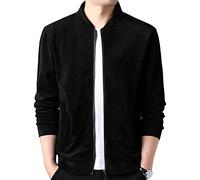 Vestes De Baseball ZippéEs à Col Montant Pour Hommes Veste LéGèRe DéContractéE En Velours CôTelé Gaufré Manteaux Bombardiers D'Automne Ajustés (Le Noir,XL)