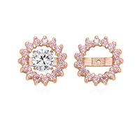 Vestes de Boucles d'Oreilles Halo Rondes en Zircon Cubique CZ pour Clous en Argent Sterling Plaqué Or Rose .925 (Boucles d'Oreilles Non Incluses)