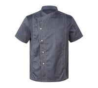 Vestes De Chef Chemise for Homme, Uniforme de Travail Restaurant, Veste, Manteau, hôtel, Cantine, pâtisserie, Cuisine, Service Alimentaire(Gray Short Sleeve,4XL)